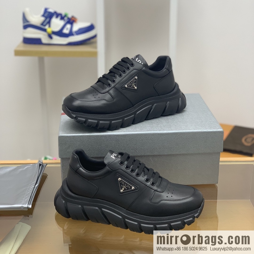 Prada uses soft calfskin men's sneakers