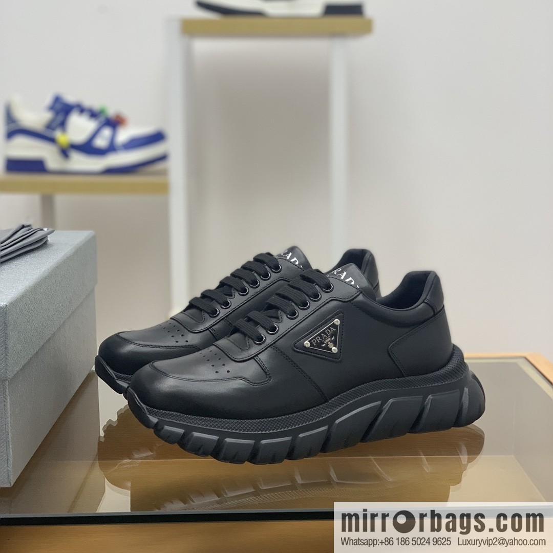 Prada uses soft calfskin men's sneakers