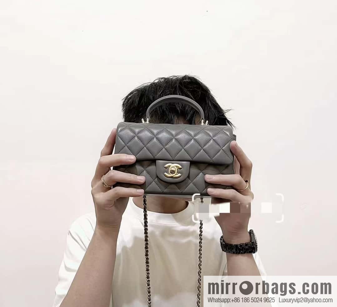 CHANEL classic cf mini handle 20CM AS2431 graphite gray