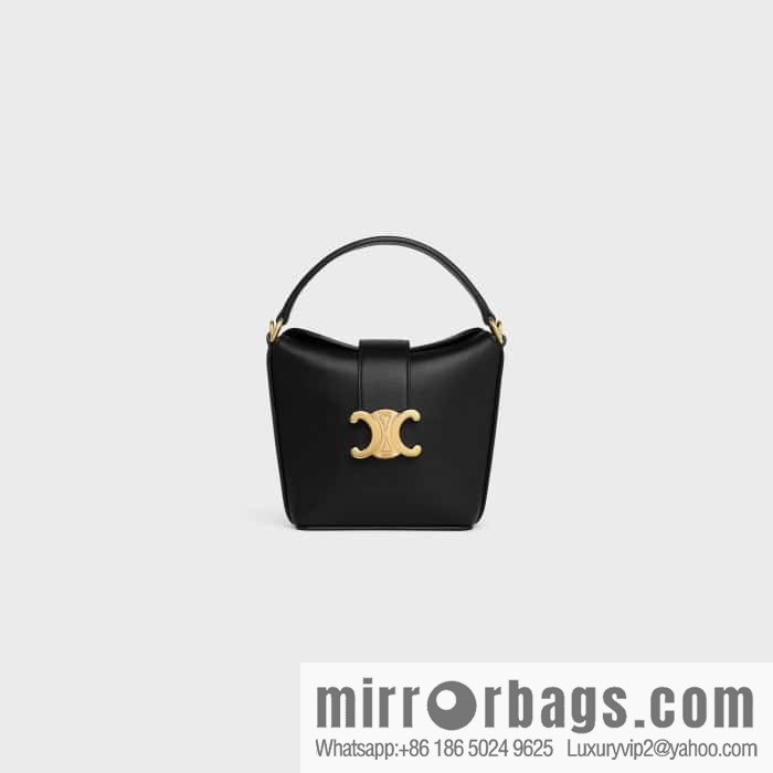 CELINE TRIOMPHE mini smooth cow leather (fabric) bucket bag 10K943 black