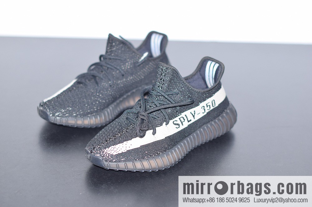 Yeezy Boost 350V2 black and white, classic black and white coconut sports shoes, item number: BY1604