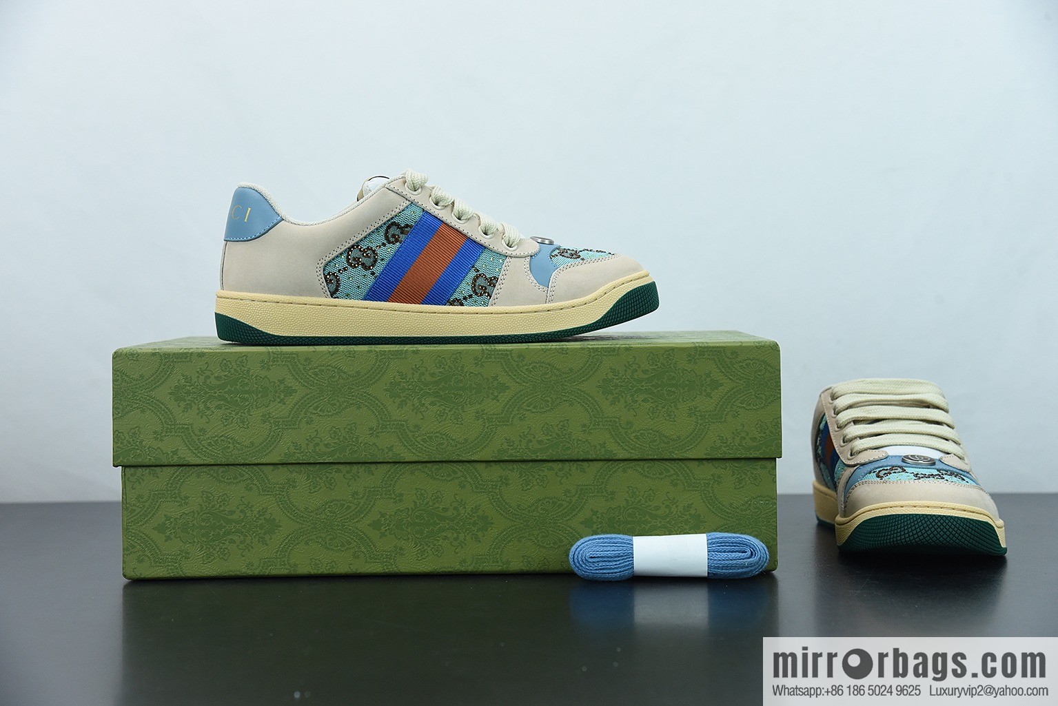 Gucci 2022 early spring the latest rhinestone models Distressed Screener sneakers Gucci small dirty shoes