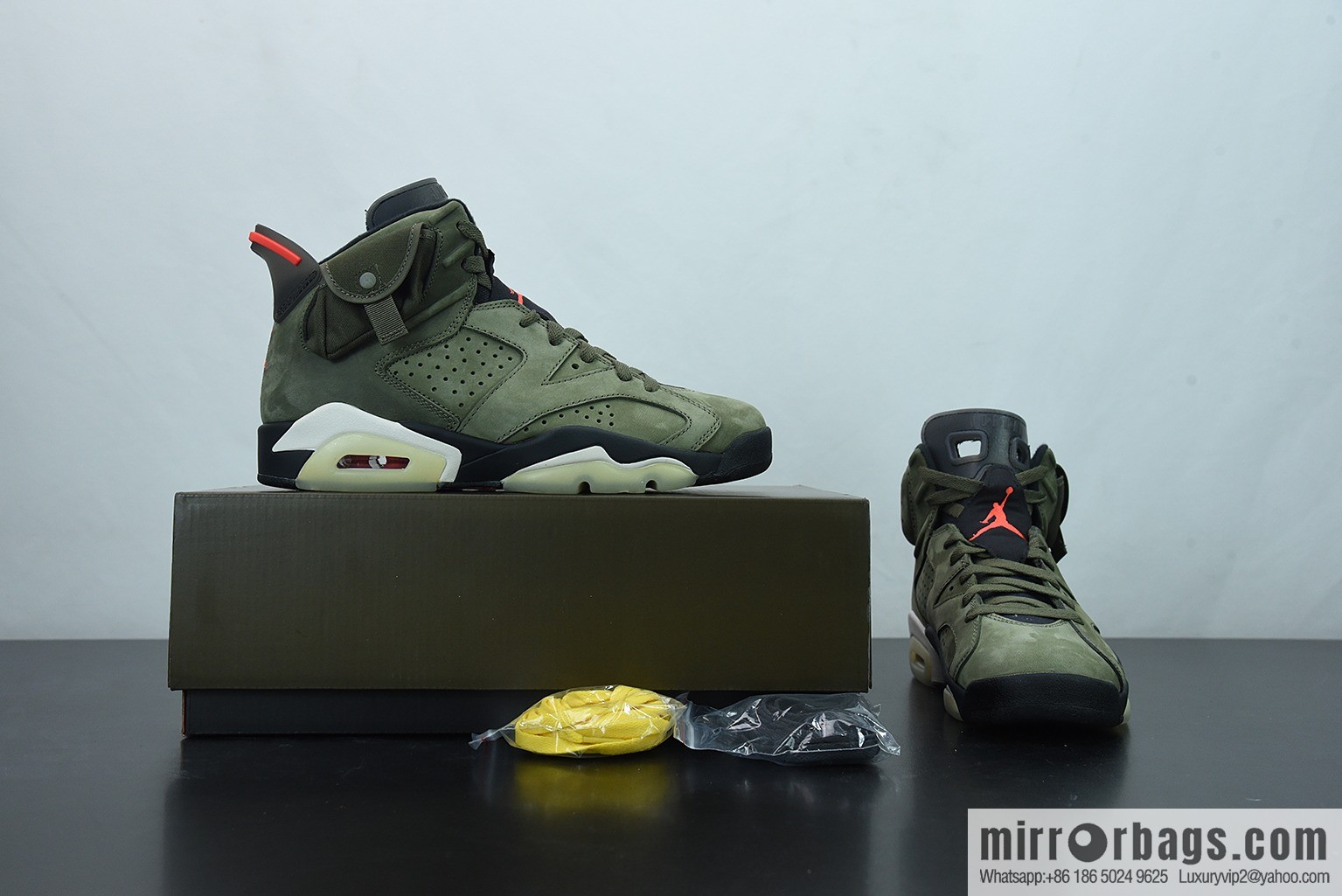 X00L6 Original Air Jordan 6 x TS joint AJ6 army green luminous men's high-top basketball shoes, item number: CN1084-200