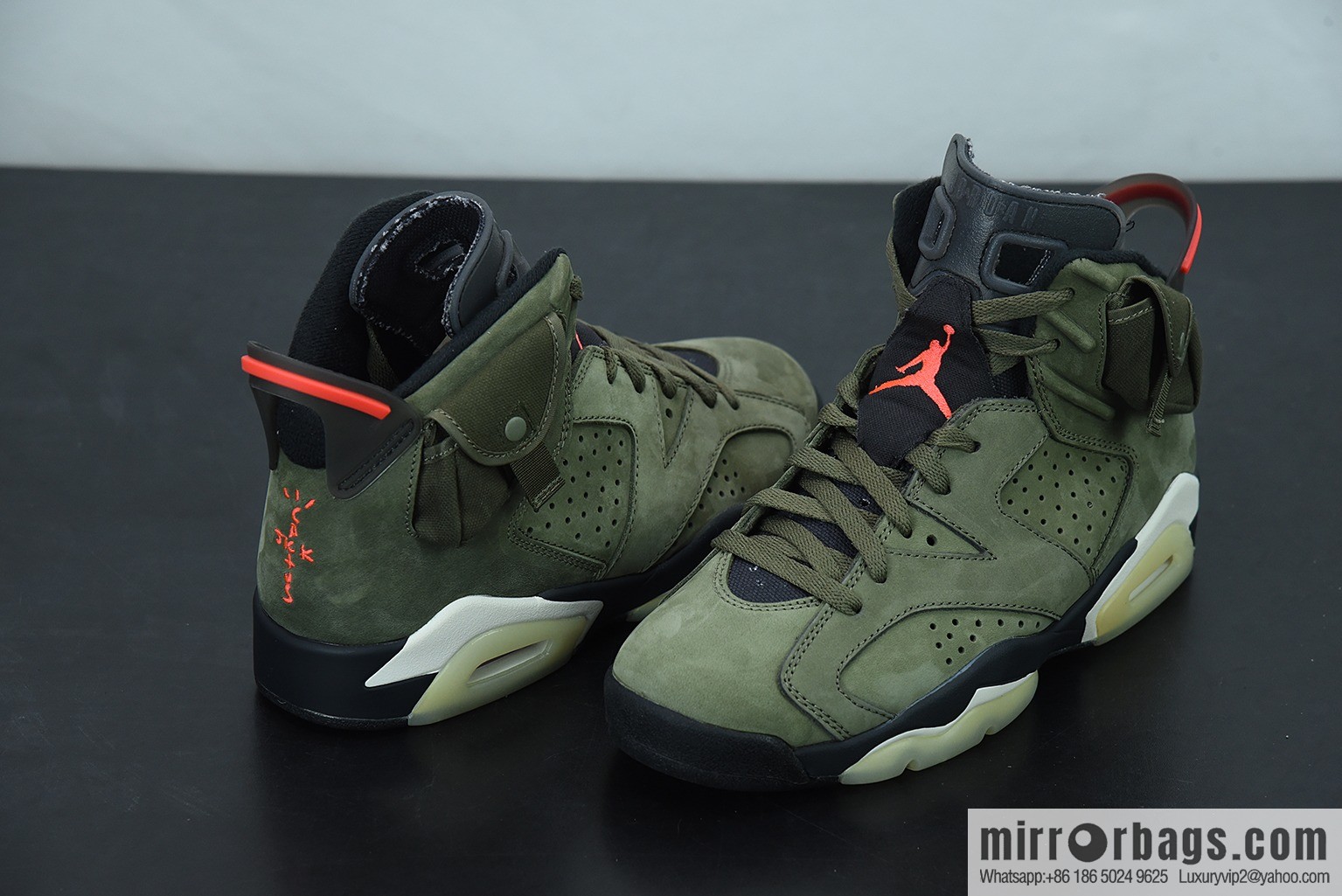 X00L6 Original Air Jordan 6 x TS joint AJ6 army green luminous men's high-top basketball shoes, item number: CN1084-200