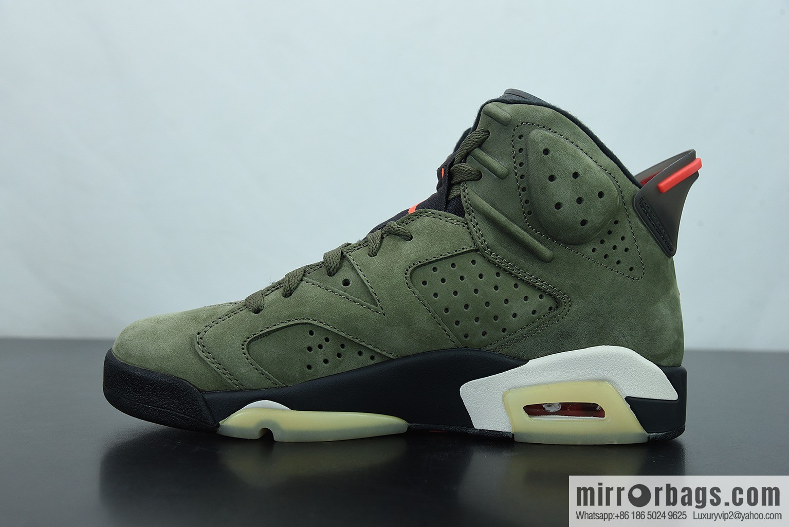 X00L6 Original Air Jordan 6 x TS joint AJ6 army green luminous men's high-top basketball shoes, item number: CN1084-200
