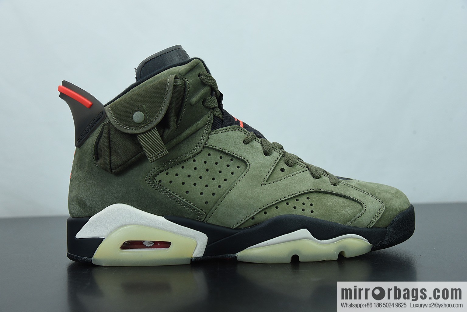 X00L6 Original Air Jordan 6 x TS joint AJ6 army green luminous men's high-top basketball shoes, item number: CN1084-200