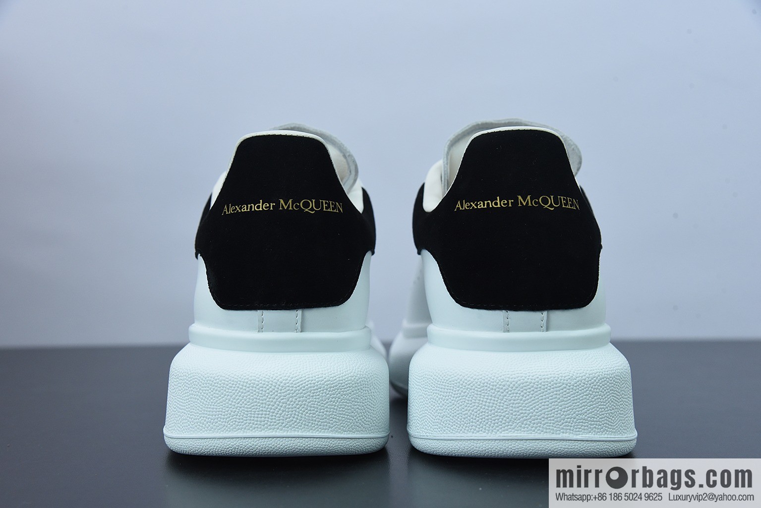 Alexander McQueen/Alexander McQueen, black leather tail muffin shoes, thick sole heightening white shoes 0Y3H6