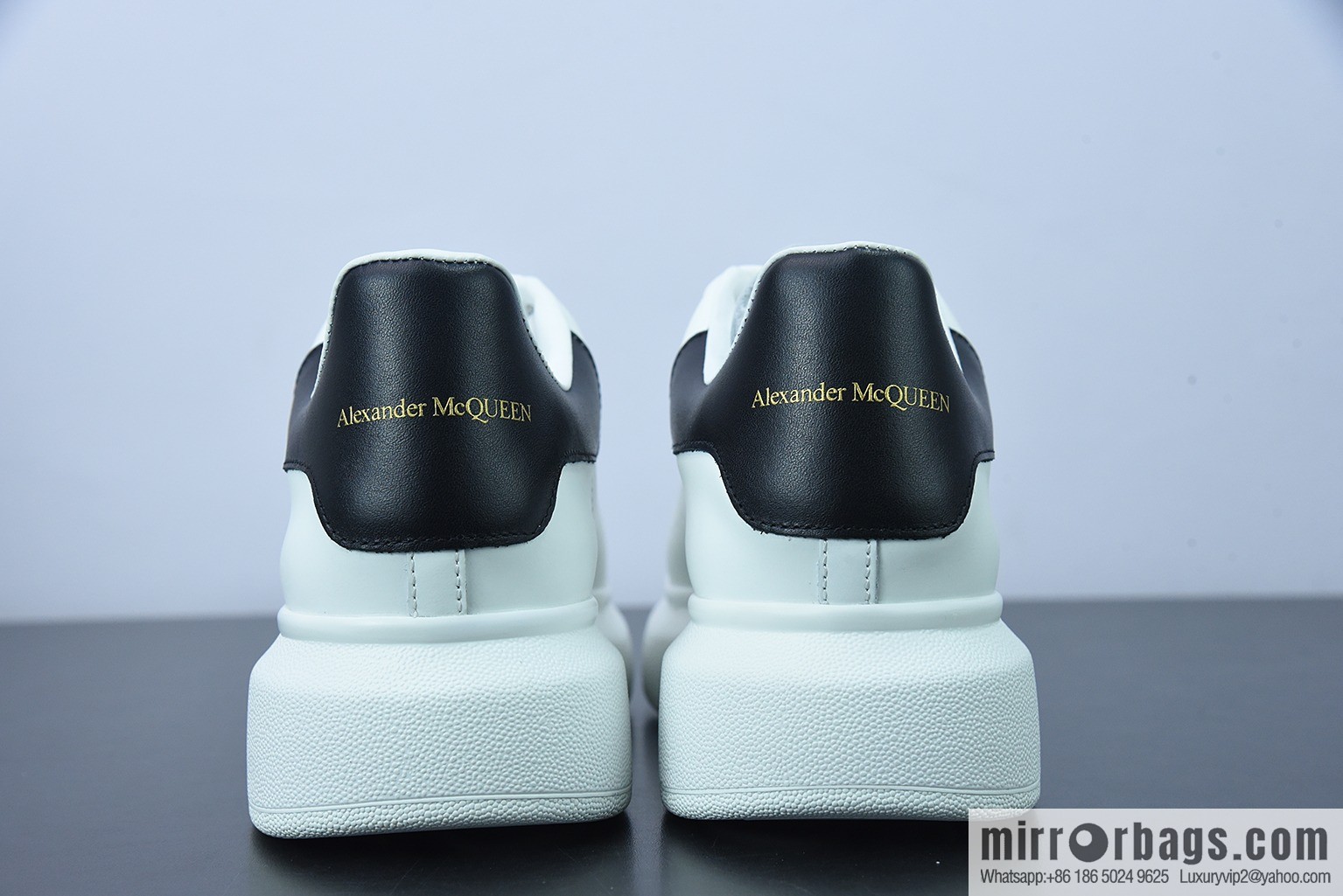 Alexander McQueen/Alexander McQueen, black leather tail muffin shoes, thick sole heightening white shoes 0Y7H4