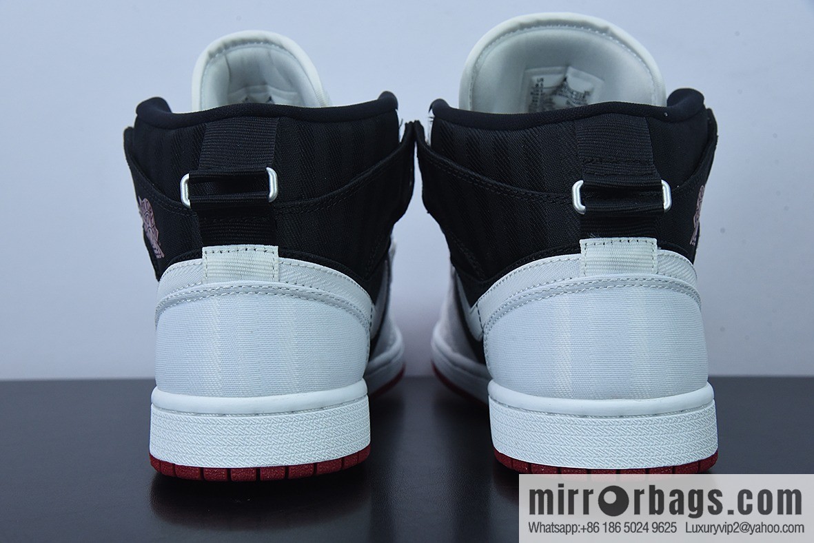 D01D4 Pure Original NK Air Jordan 1 Mid White Black Red AJ1 Qiao 1 Middle Help Culture Basketball Shoes, item number: DD9338-016