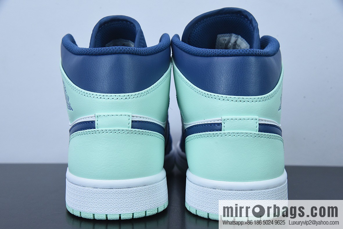 D01D4 Pure Original NK Air Jordan 1 Mid AJ1 Blue Mint, Joe 1 Zhongbang Culture Basketball Shoes, Item Number: 554724-413