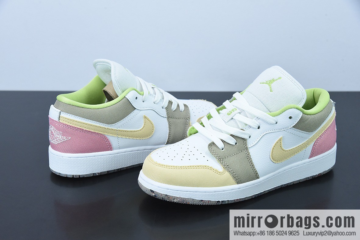 Pure Original Air Jordan 1 Low AJ1 white pink brown patchwork casual women's low help item number: DJ0341-100