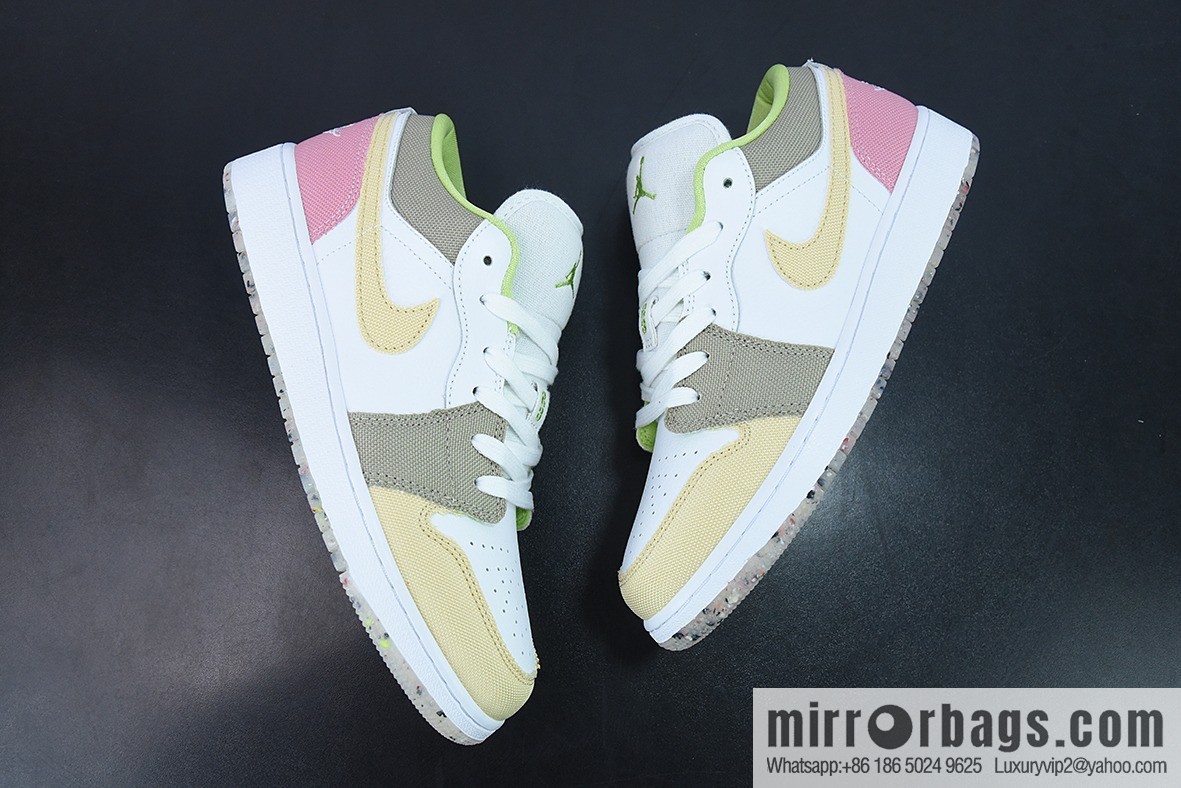 Pure Original Air Jordan 1 Low AJ1 white pink brown patchwork casual women's low help item number: DJ0341-100