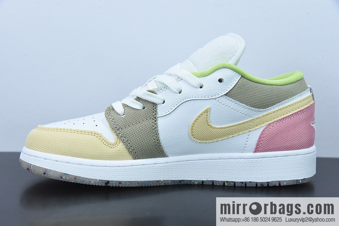Pure Original Air Jordan 1 Low AJ1 white pink brown patchwork casual women's low help item number: DJ0341-100