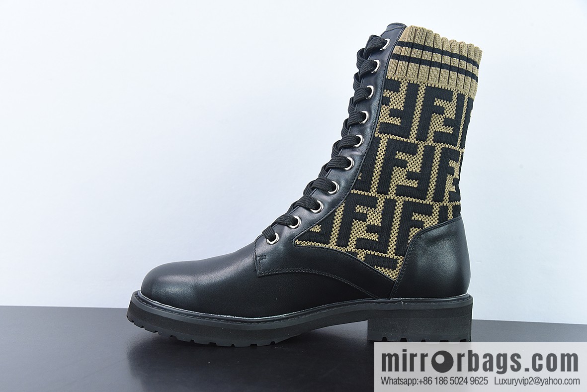 Fendi knit stretch martin boots
