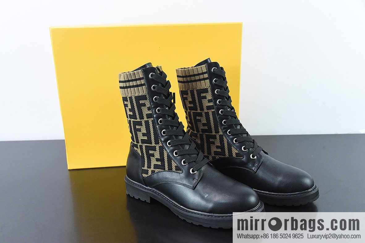 Fendi knit stretch martin boots