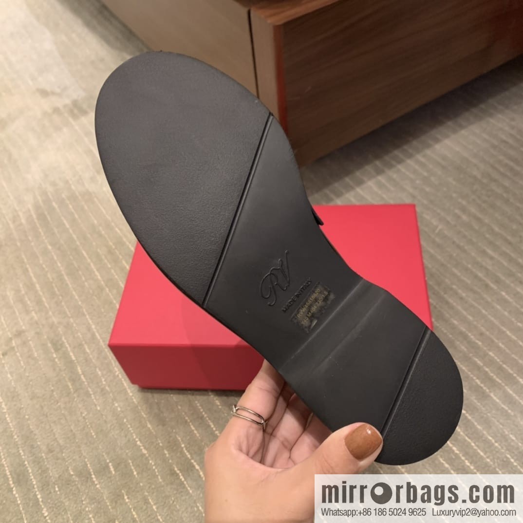 Roger Vivieri high-end water-plated RV buckle women's leather shoes