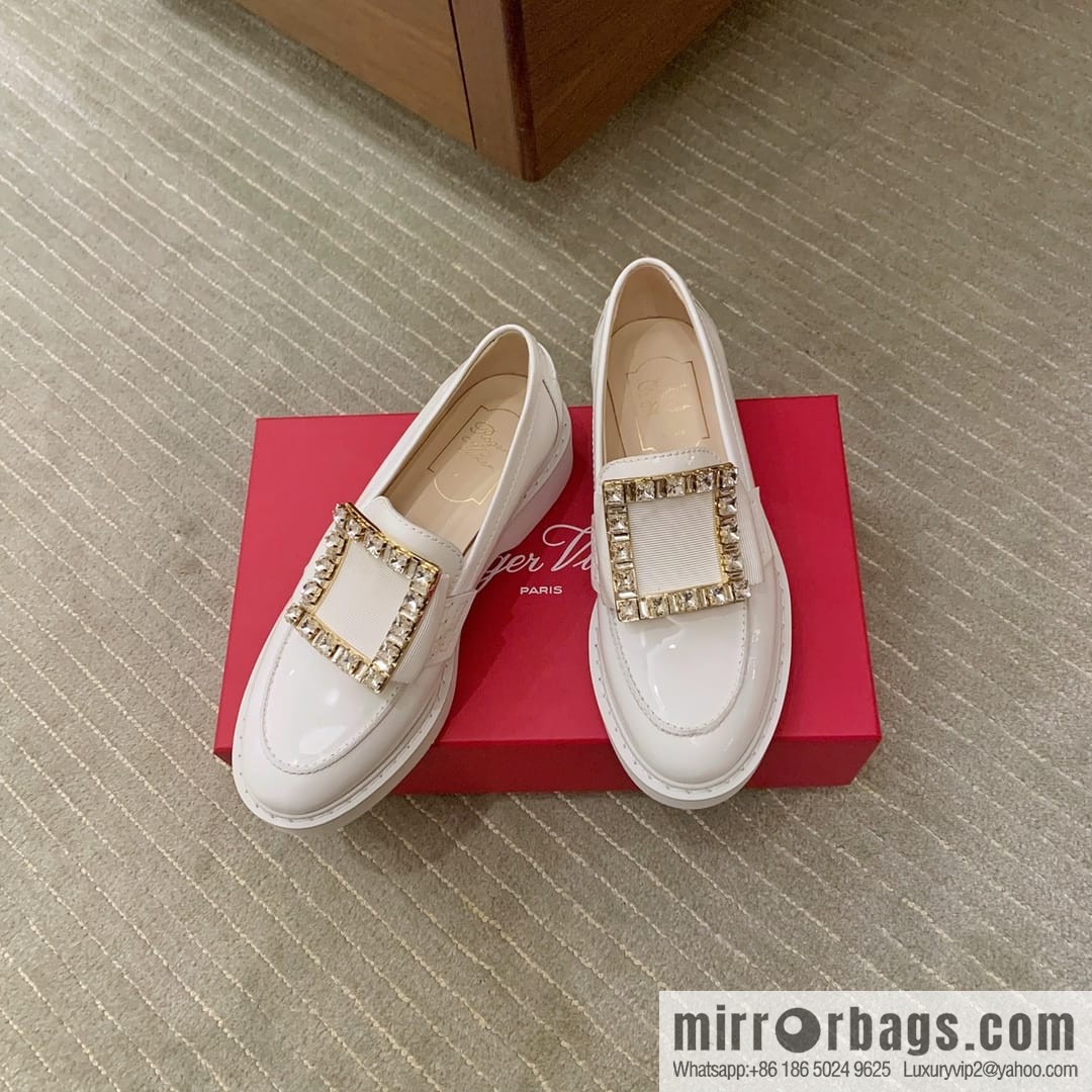 Roger Vivieri high-end water-plated RV buckle women's leather shoes