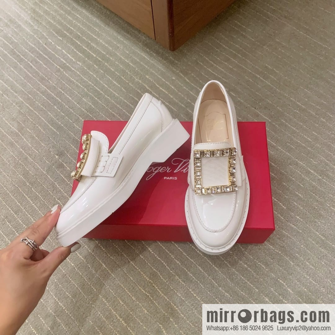 Roger Vivieri high-end water-plated RV buckle women's leather shoes