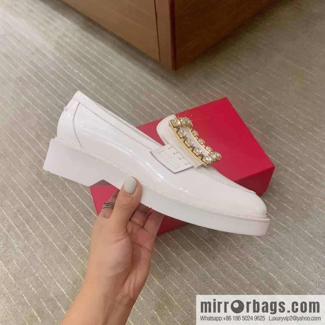Roger Vivieri high-end water-plated RV buckle women's leather shoes