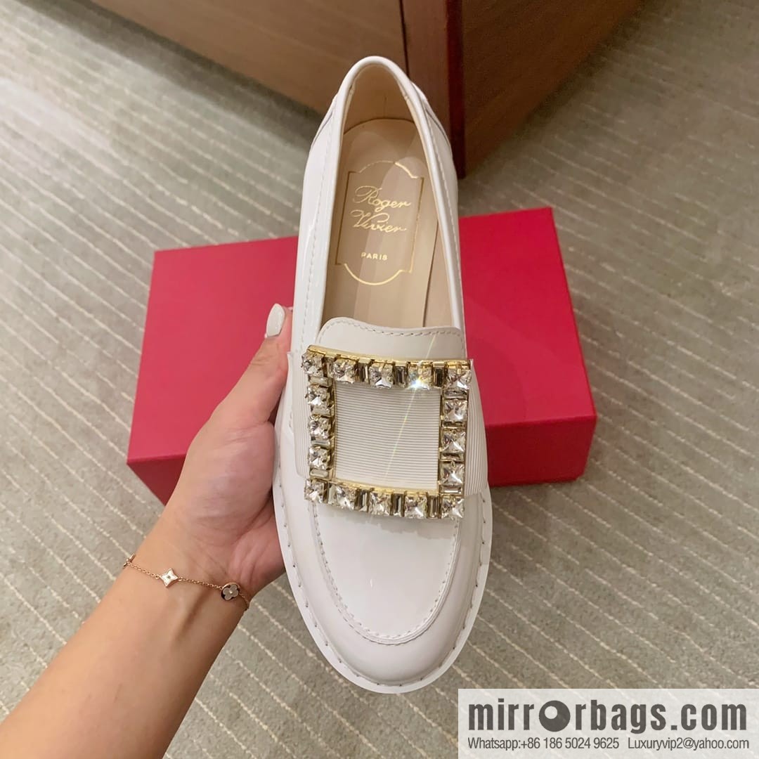 Roger Vivieri high-end water-plated RV buckle women's leather shoes