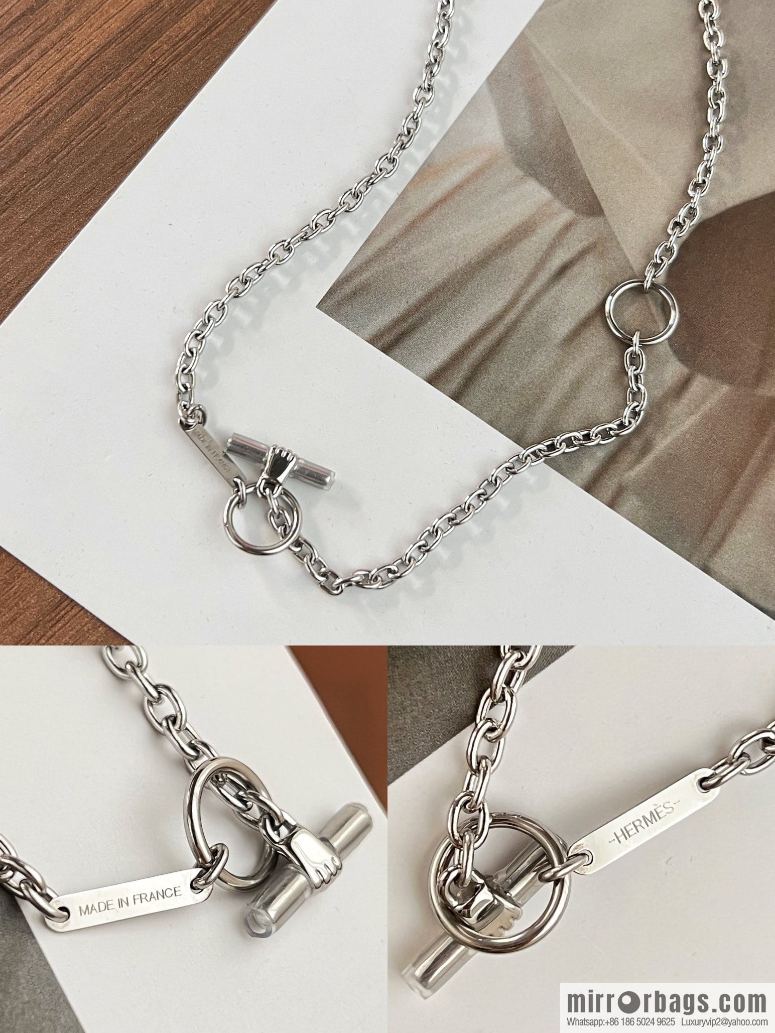 Hermès Cavalier horse head, chess necklace