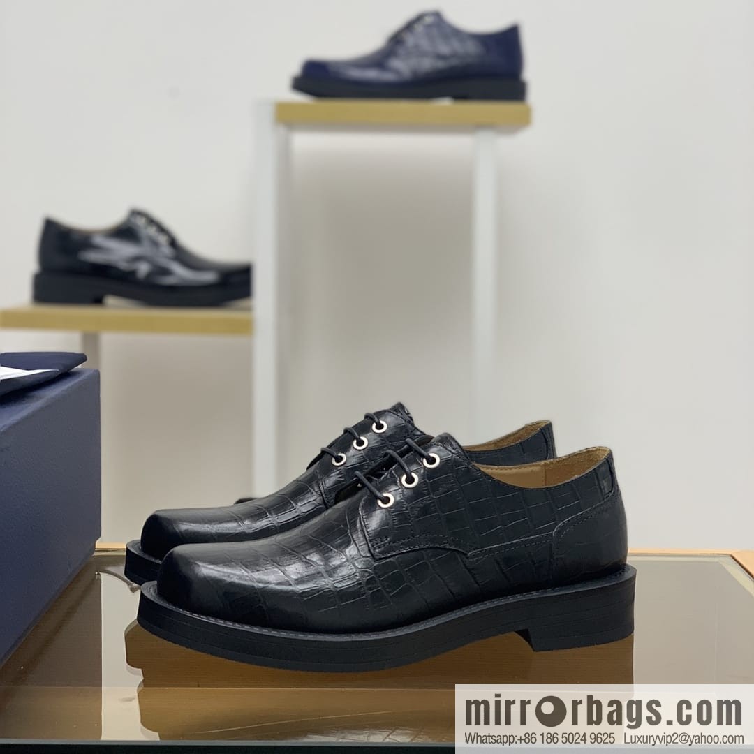 Dior Crocodile Embossed Men's Derby Shoes