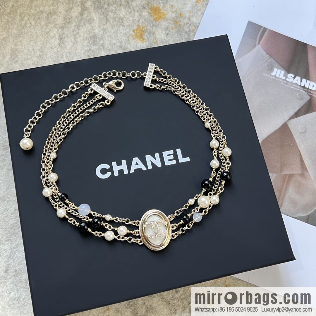 New ☑️ Chanel Double C Oval Triple Pearl Necklace Necklace