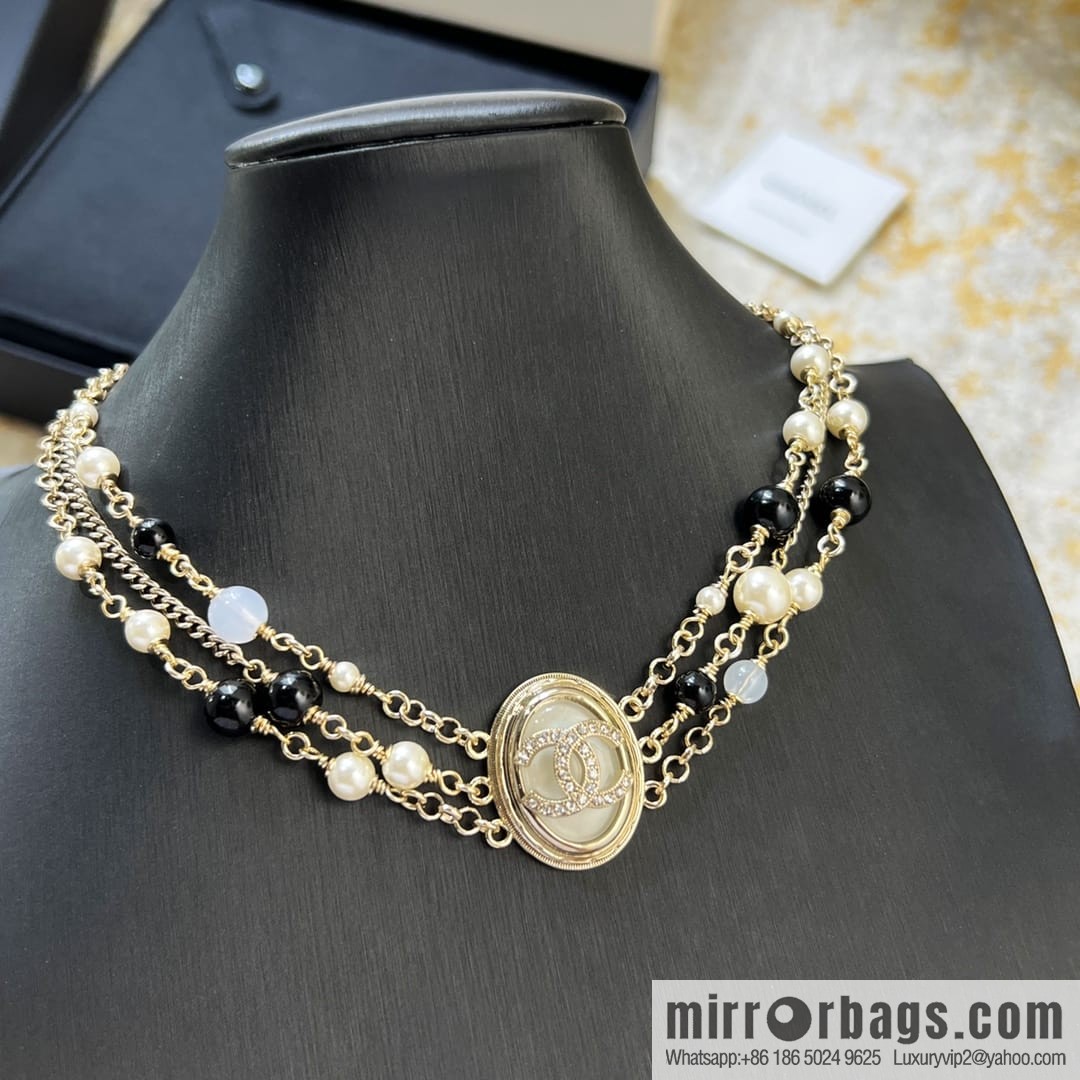 New ☑️ Chanel Double C Oval Triple Pearl Necklace Necklace