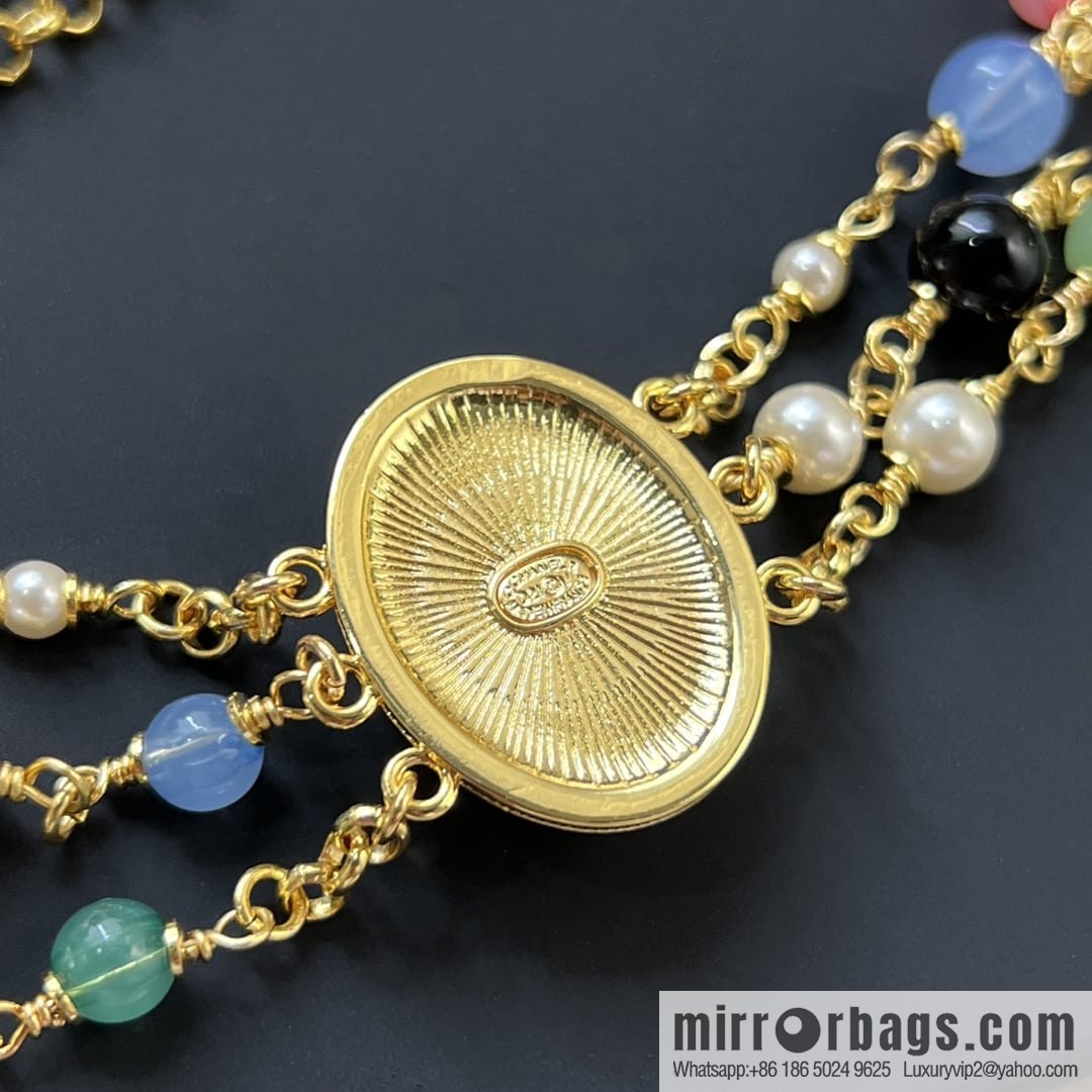 New ☑️ Chanel Double C Oval Triple Pearl Necklace Necklace