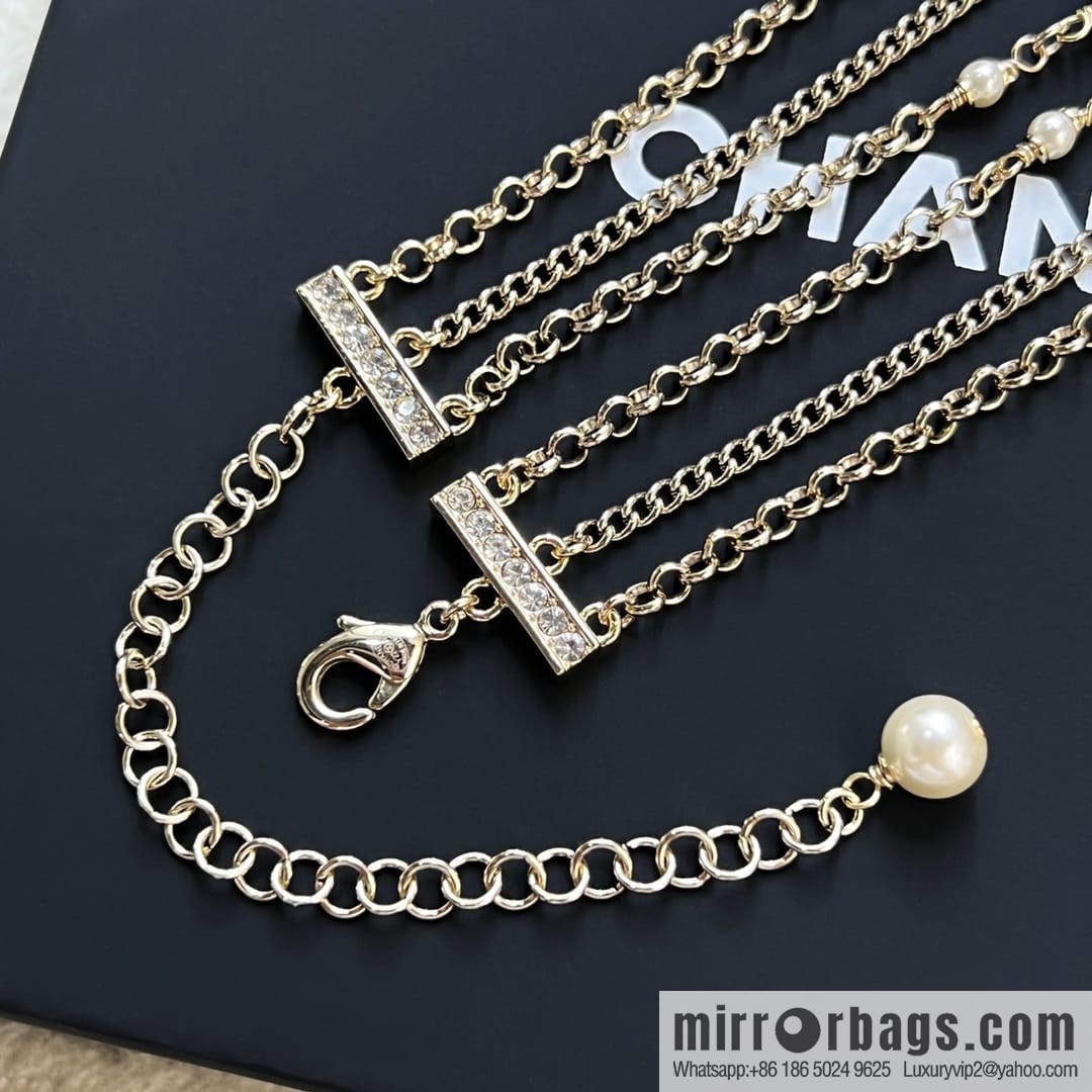 New ☑️ Chanel Double C Oval Triple Pearl Necklace Necklace