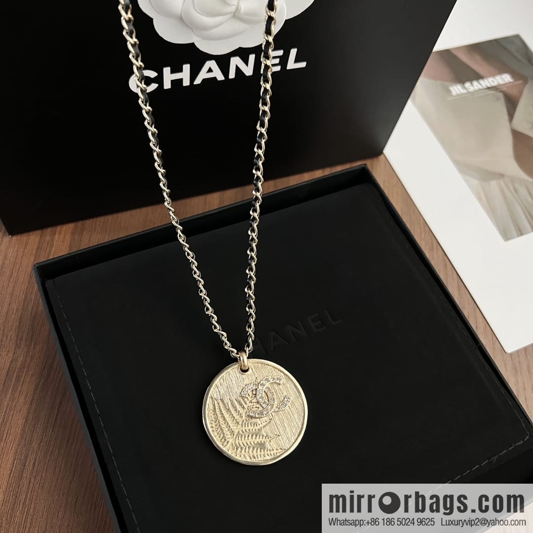 New ☑️ Chanel double c gold round wheat ear necklace sweater chain