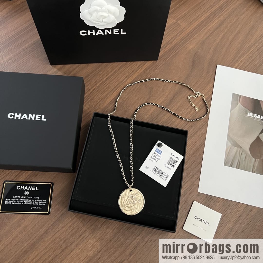 New ☑️ Chanel double c gold round wheat ear necklace sweater chain