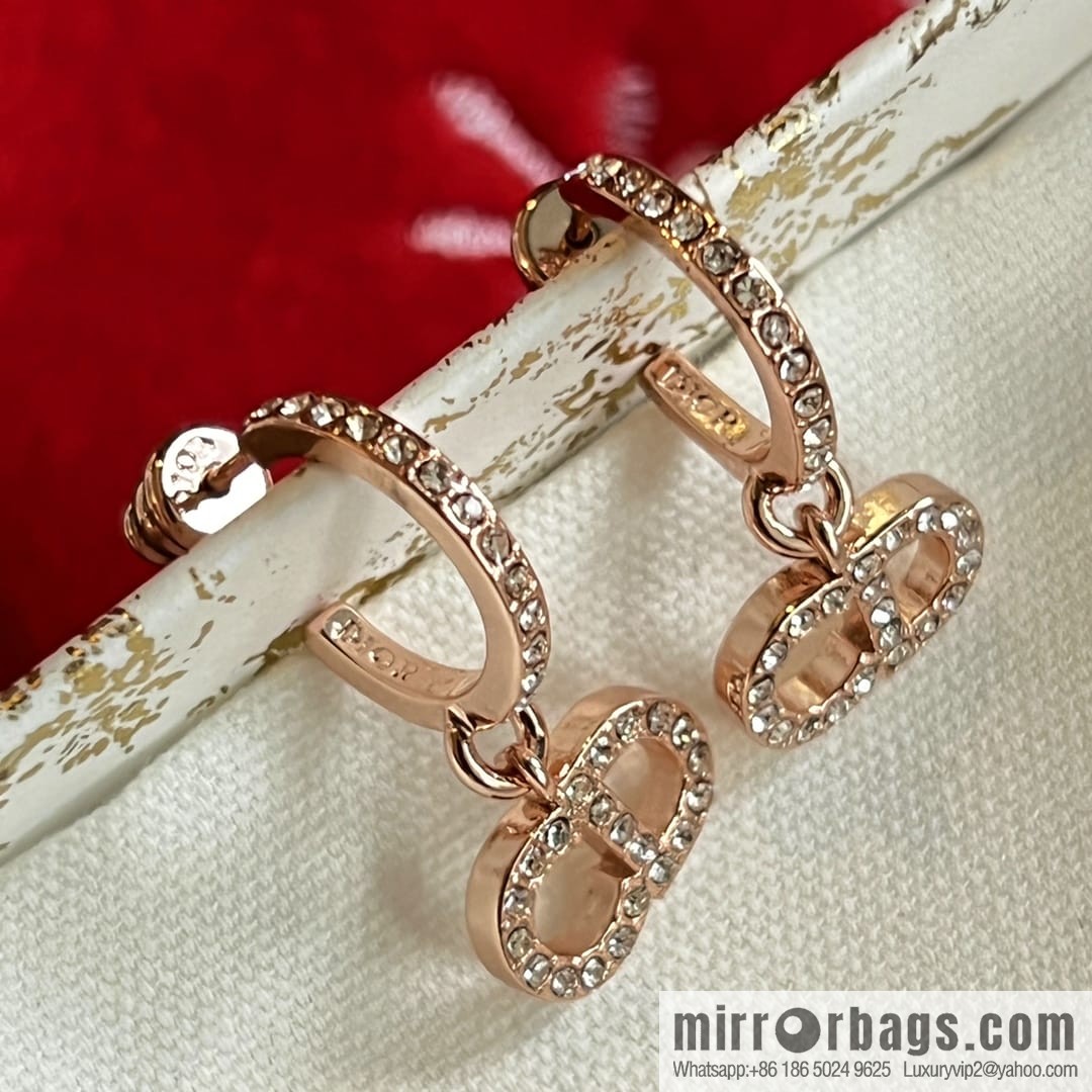 Dior rose gold CD stud earrings