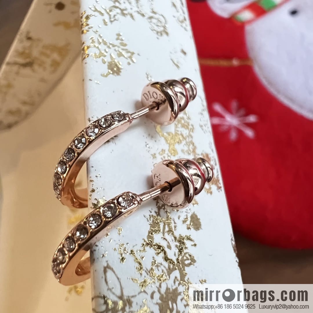 Dior rose gold CD stud earrings