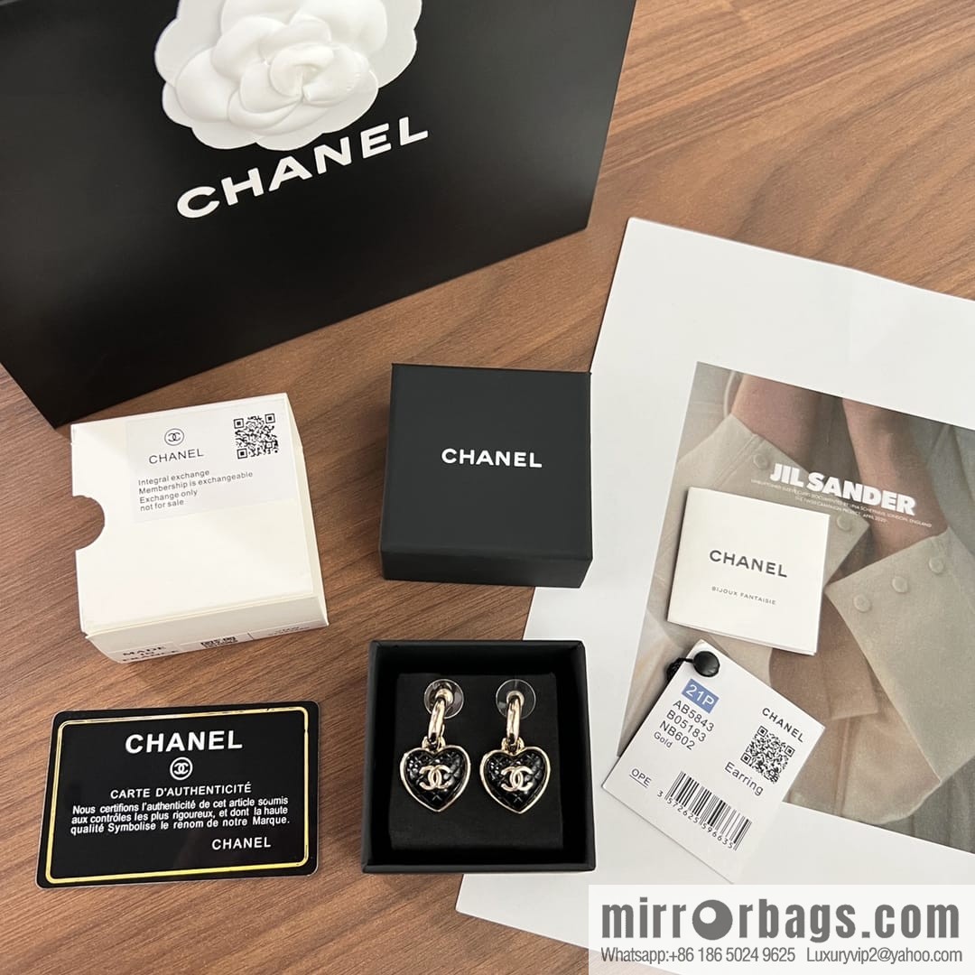 New ☑️ Chanel c2 double c peach heart love stud earrings