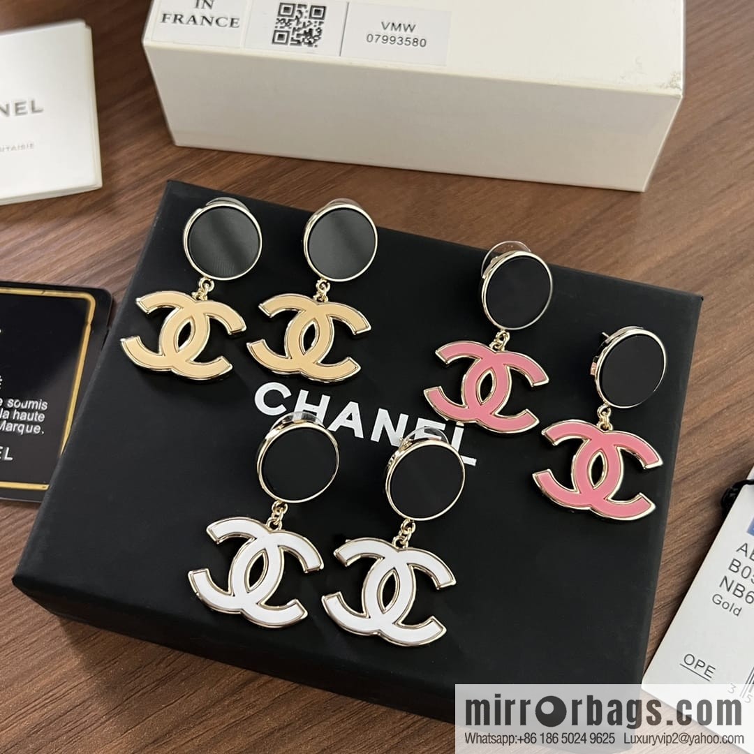 New ☑️ Chanel c2 double c black round stud earrings