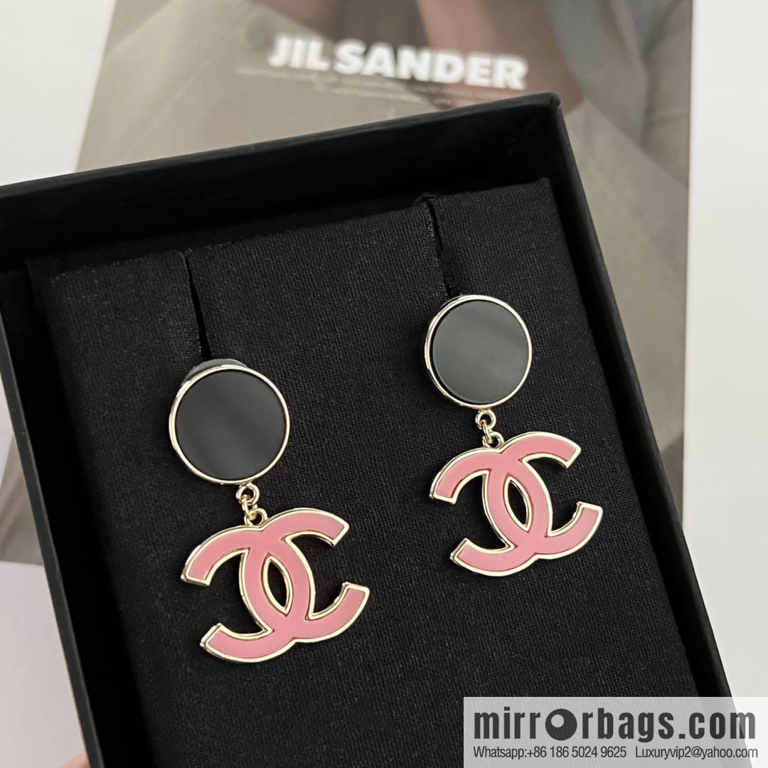 New ☑️ Chanel c2 double c black round stud earrings