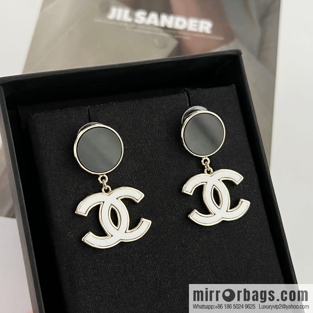 New ☑️ Chanel c2 double c black round stud earrings
