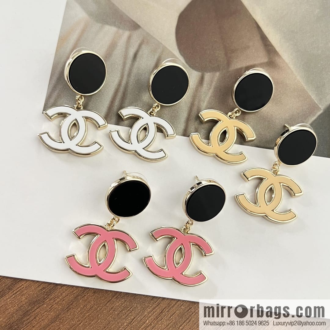 New ☑️ Chanel c2 double c black round stud earrings