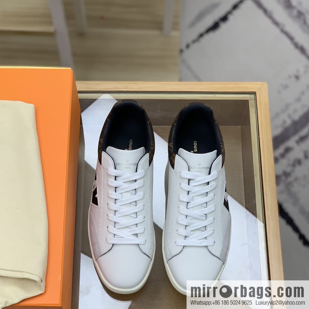 LV/Louis Vuitton White Rubber Outsole Embossed Monogram floral men's sneakers