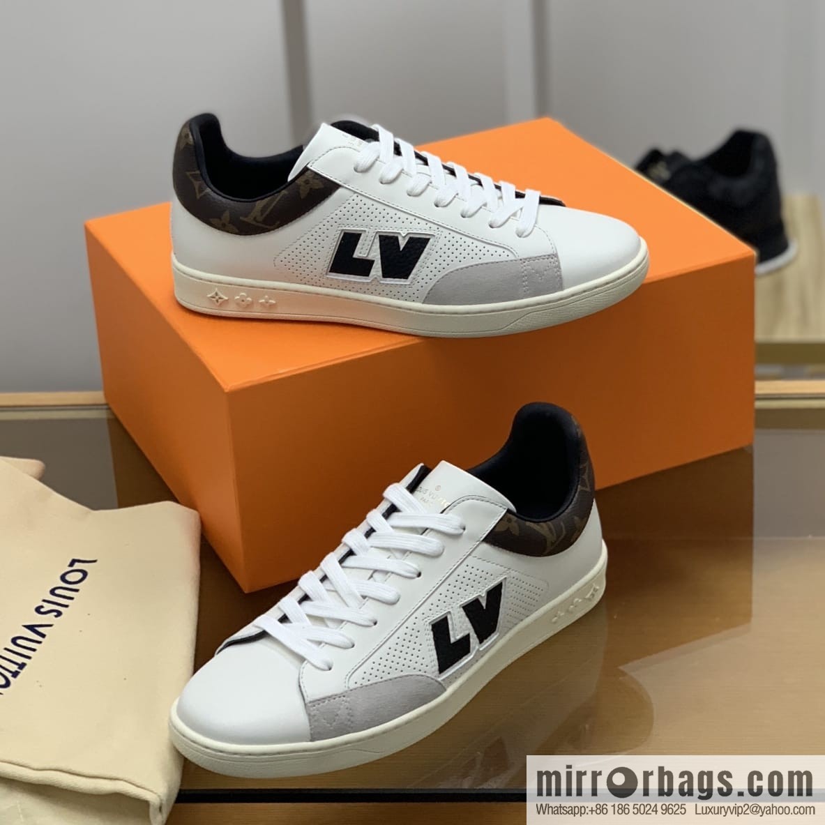 LV/Louis Vuitton White Rubber Outsole Embossed Monogram floral men's sneakers