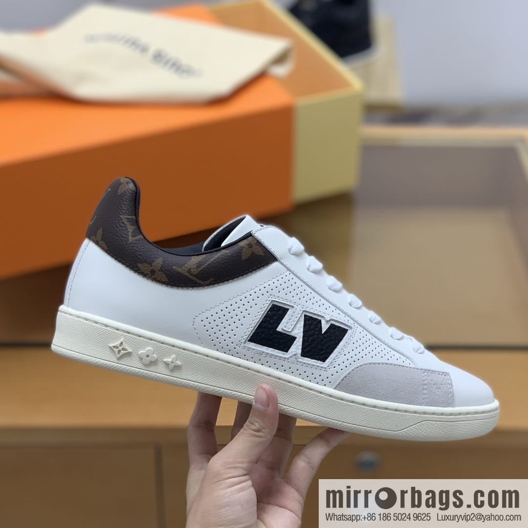 LV/Louis Vuitton White Rubber Outsole Embossed Monogram floral men's sneakers