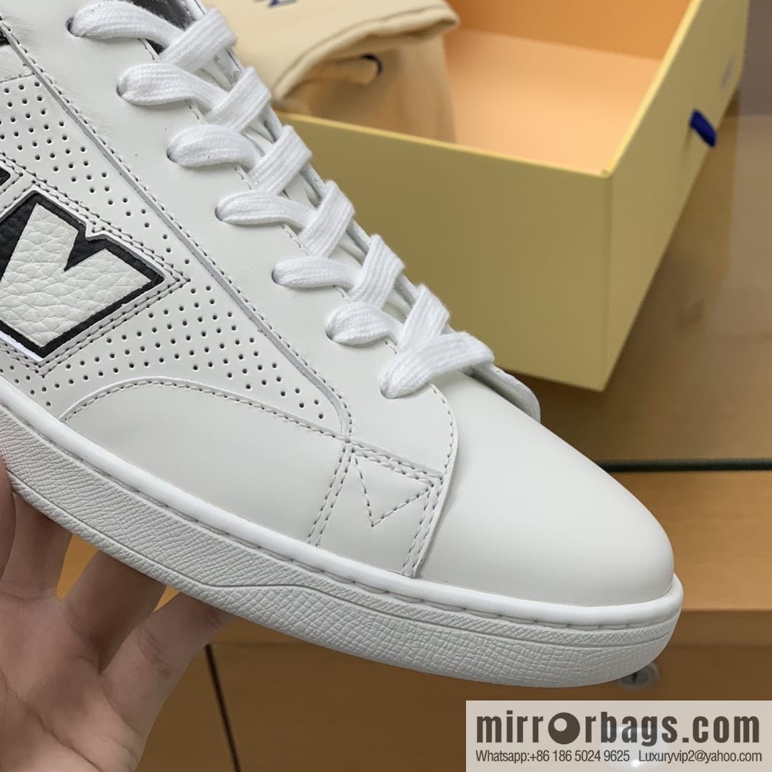 LV/Louis Vuitton White Rubber Outsole Embossed Monogram floral men's sneakers