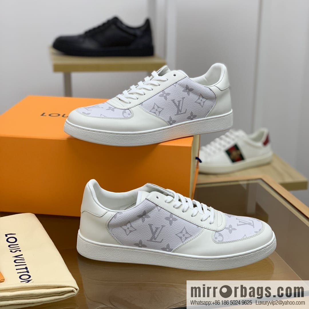 LV/Louis Vuitton men's casual shoes with leather patchwork