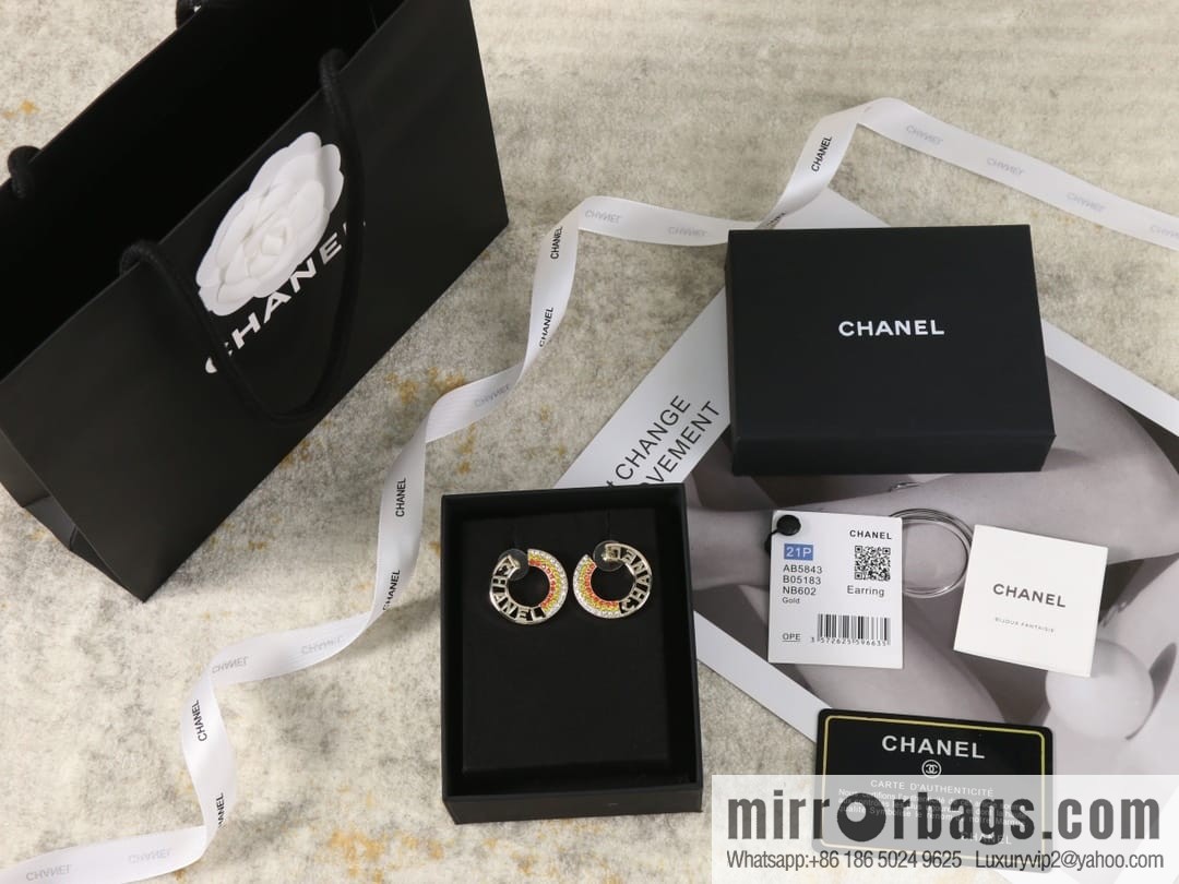 New ☑️ Chanel c2 double c colored diamond round stud earrings