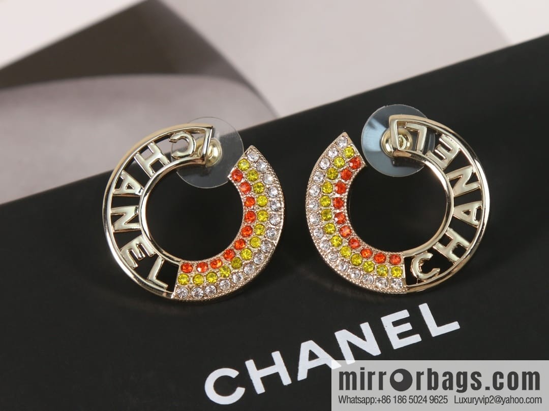 New ☑️ Chanel c2 double c colored diamond round stud earrings