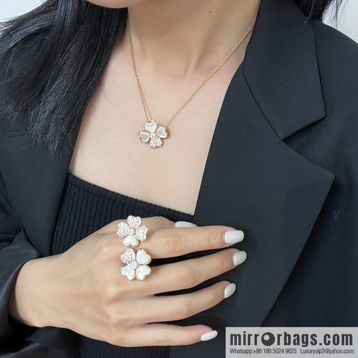 Van Cleef & Arpels cosmos four-leaf clover fritillary necklace