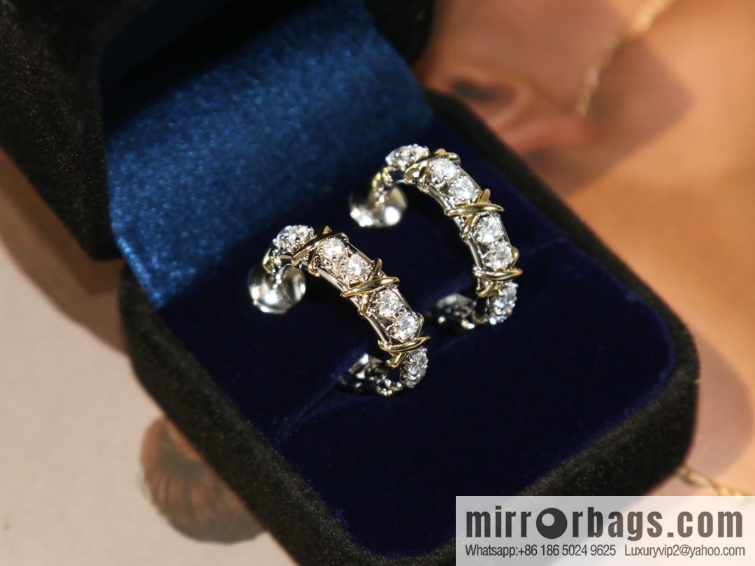 New ☑️ TIFFANY & Co. Tiffany & Co. Color separation cross stud earrings