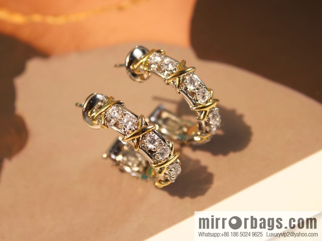 New ☑️ TIFFANY & Co. Tiffany & Co. Color separation cross stud earrings