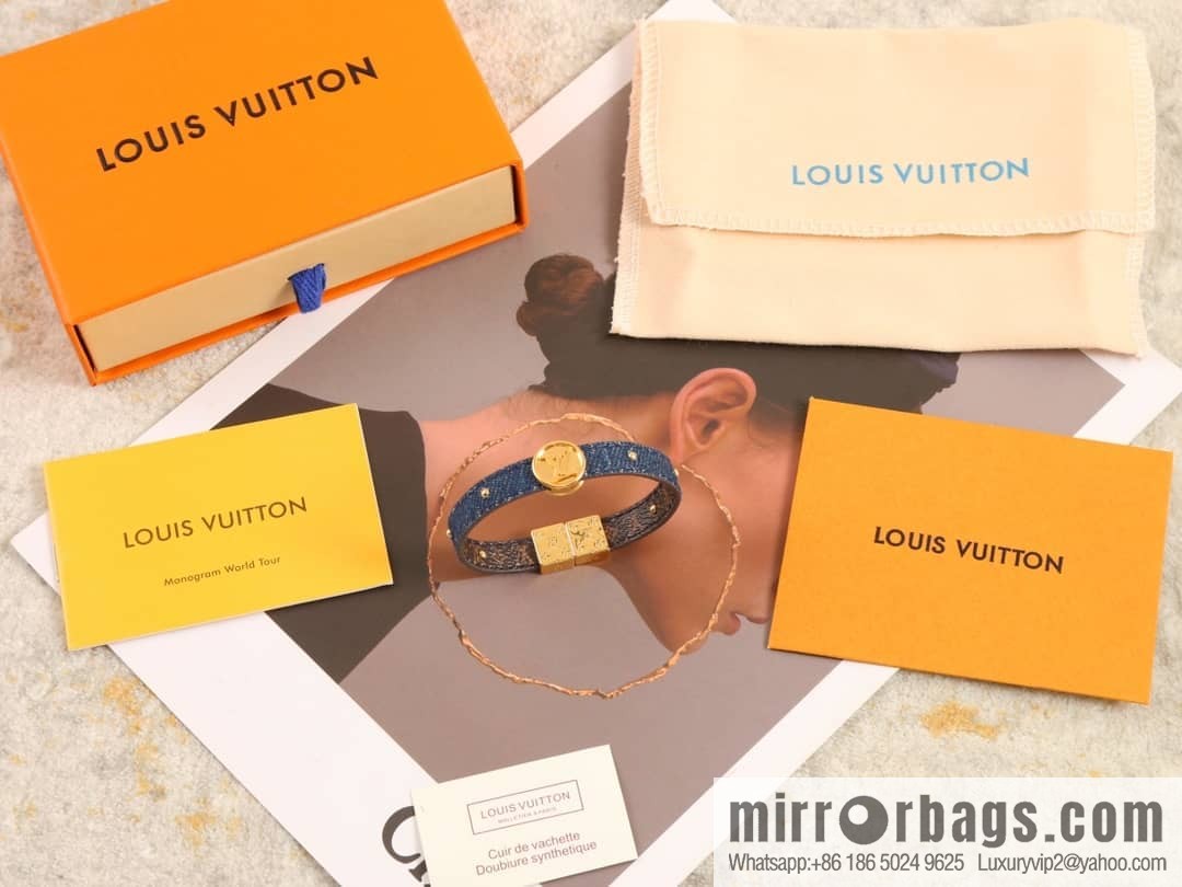 Louis Vuitton Double-sided denim monogram leather rope bracelet